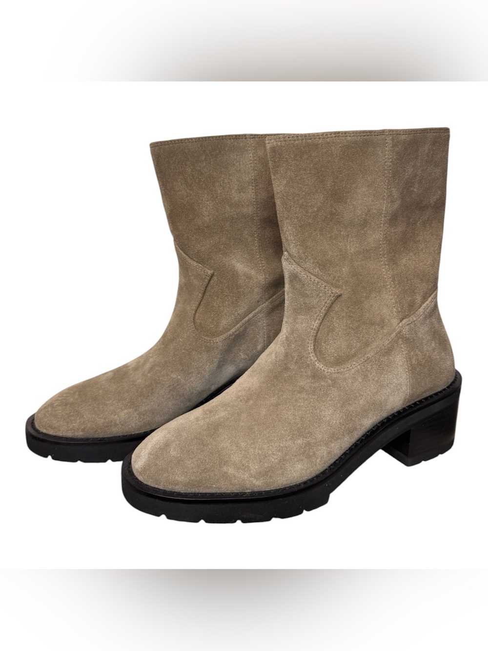 Stuart Weitzman Suede LUG Sole Mid Calf Muted Sage Boots Sz 5.5, EU 36 NWTS